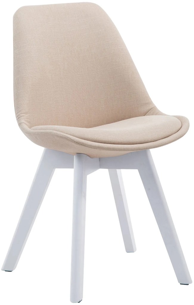 Cadeira de cozinha e sala de jantar Borneo em tecido com estrutura branca 48 x 84 x 55 cm Creme