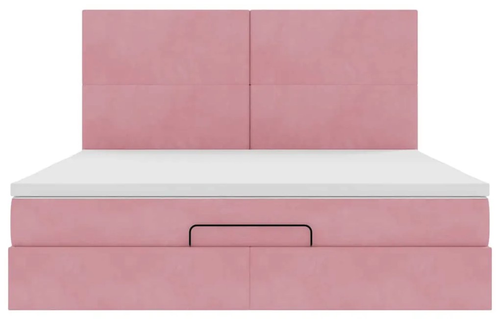 Estrutura de cama otomana com colchões 160x200 cm veludo rosa