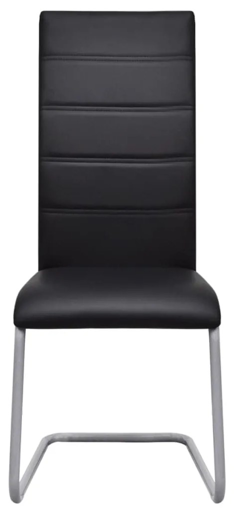 Cadeiras de jantar cantilever 2 pcs couro artificial preto