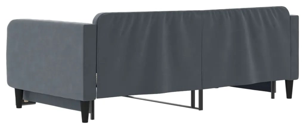 Sofá-cama com gavetão 100x200 cm veludo cinzento-escuro