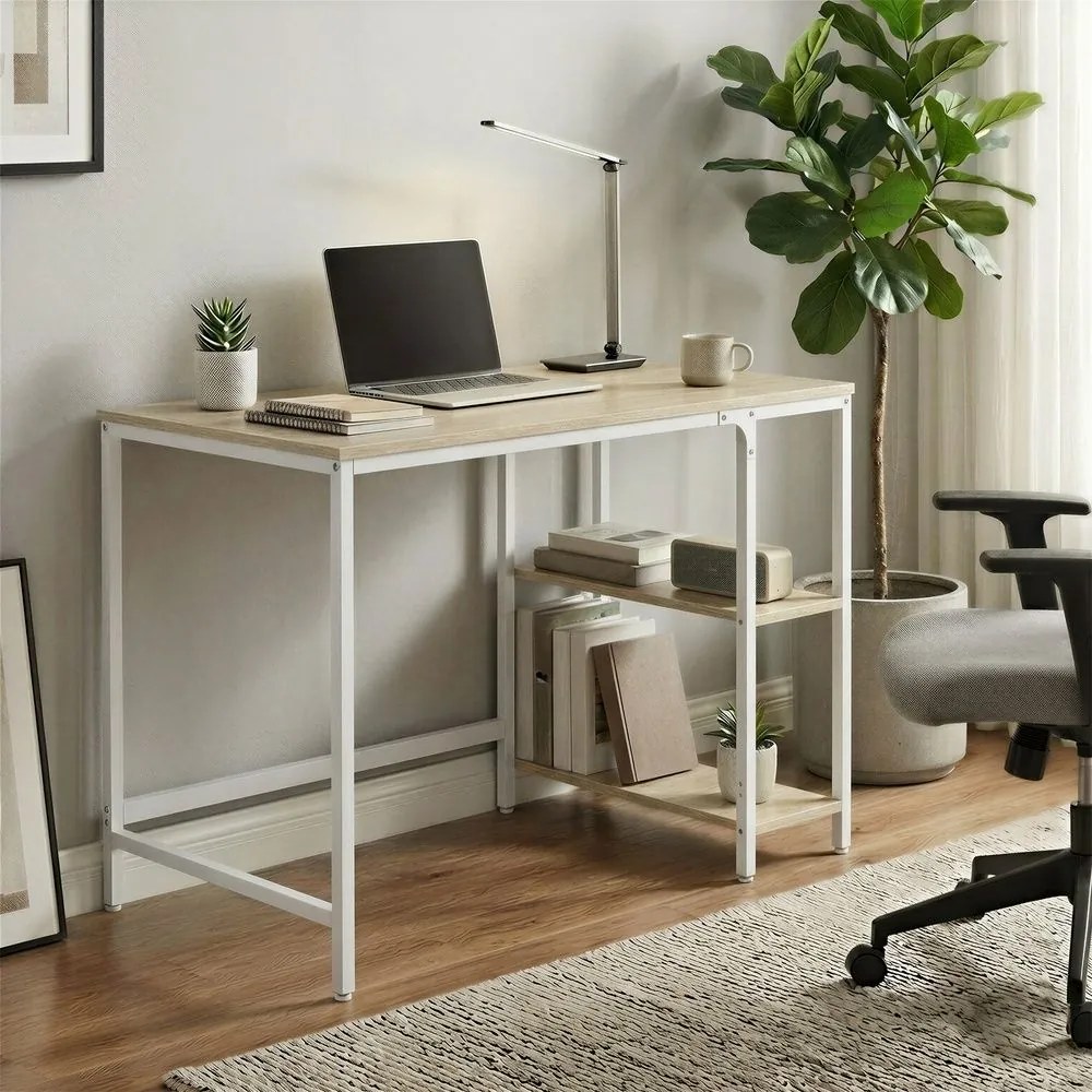 Secretária de escritório 100 x 50 x 76 cm bege natural-branco