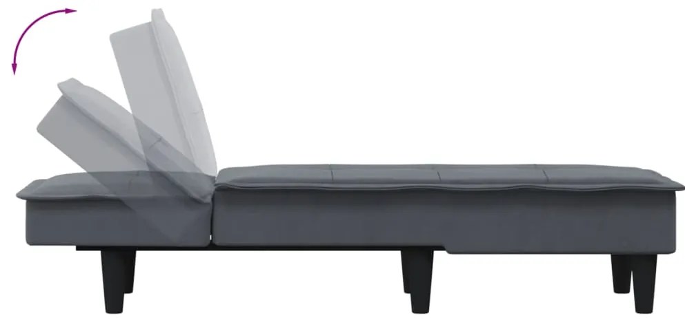 Chaise longue veludo cinzento-escuro