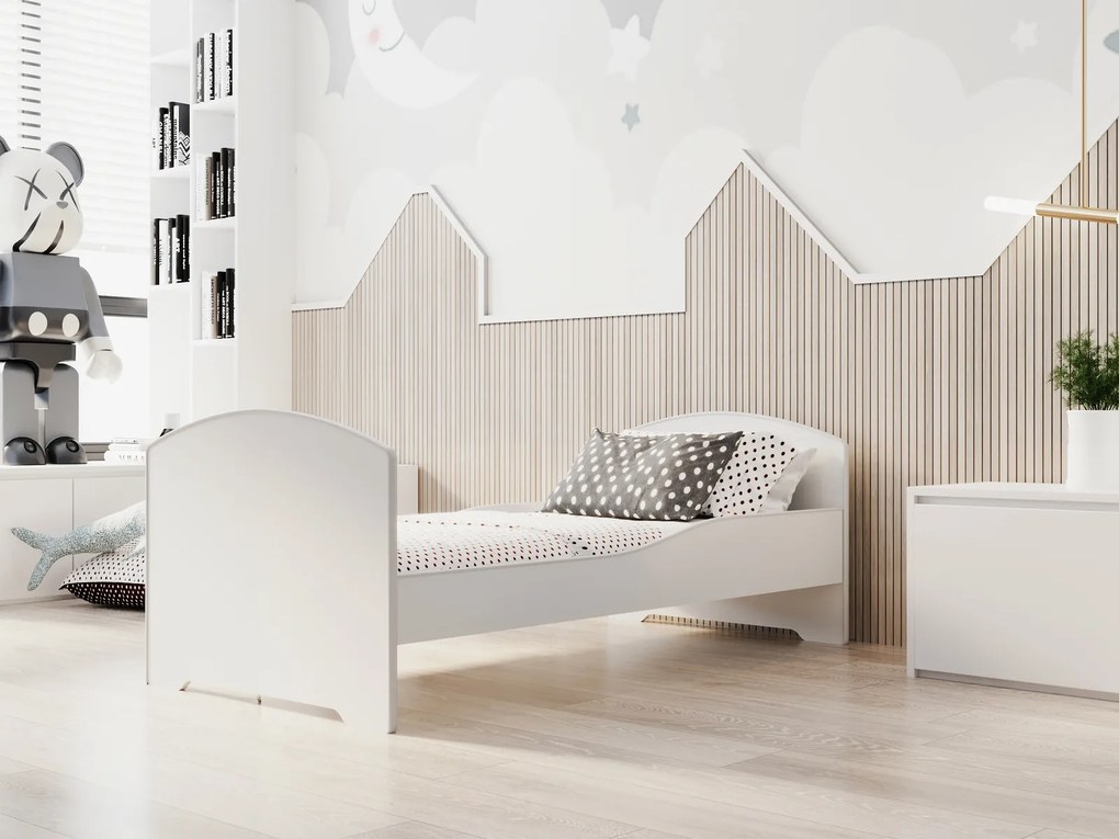 Cama infantil branca Luk 160x80 - colchão e estrado incluído