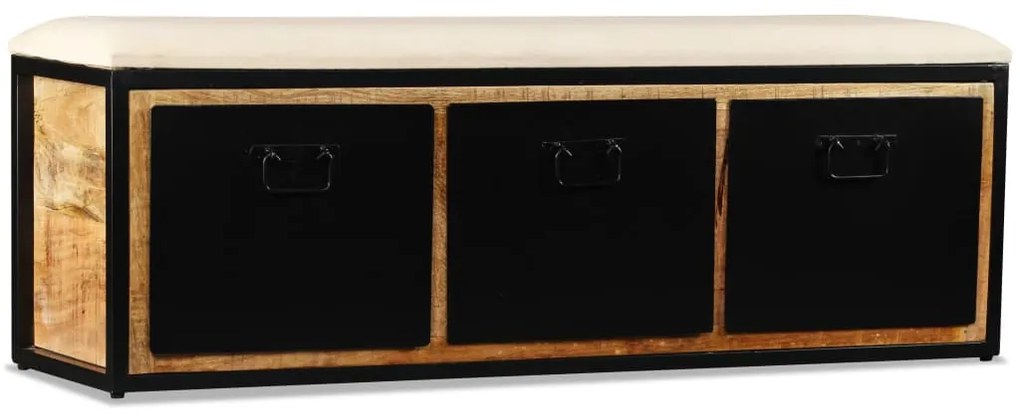 Banco armazenamento com 3 gavetas mangueira maciça 120x30x40cm