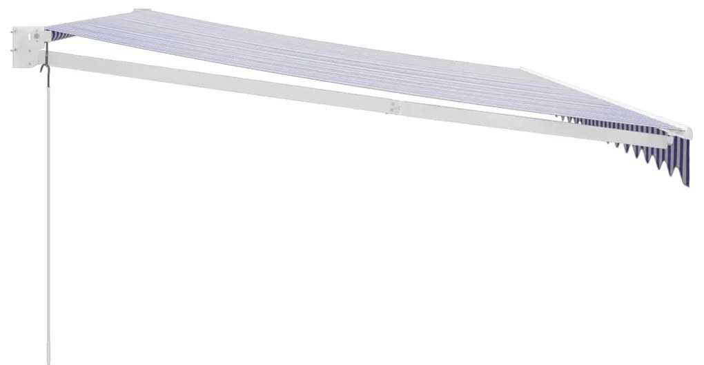 Toldo retrátil 5x3 m tecido e alumínio azul e branco