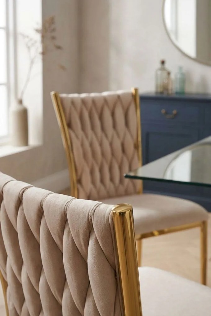 Cadeira Wiwen Golden Veludo - Beige