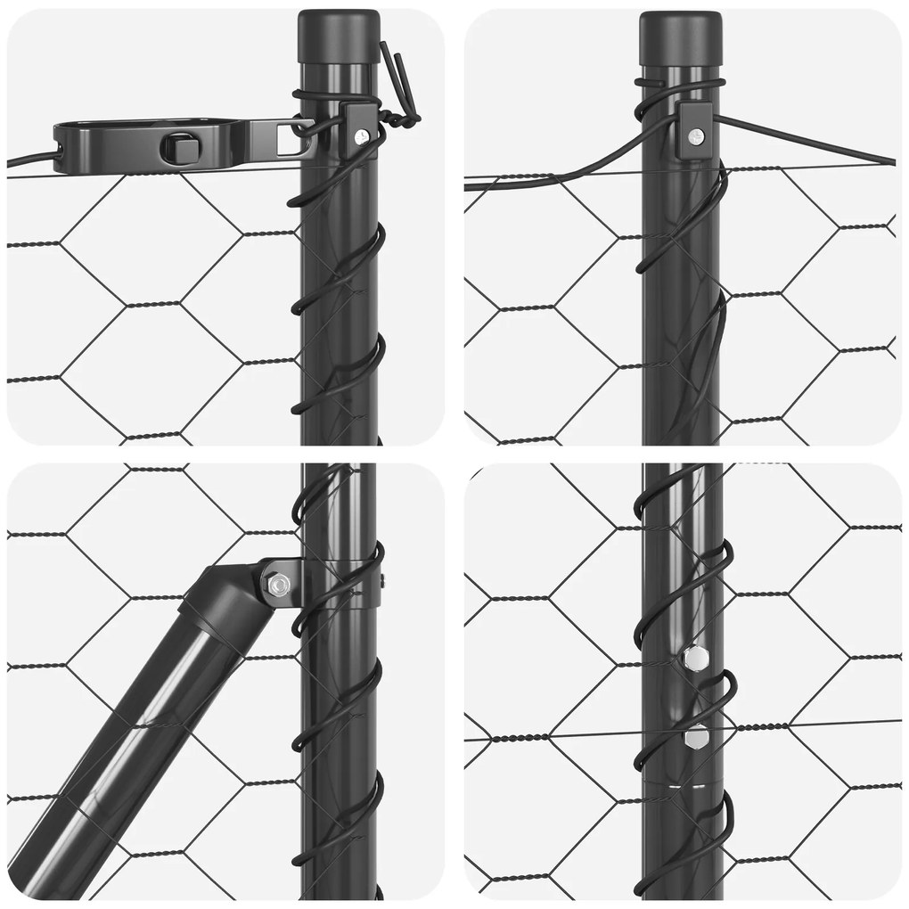 Cerca Hexagonal vidaXL Cinza 1,5x50 m Aço, Postes de Cerca vidaXL com