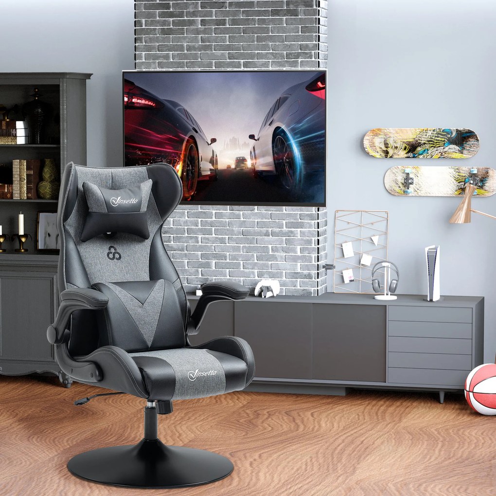 Cadeira Gaming, 69 x 73 x 118 cm, Altura Regulável, Preto