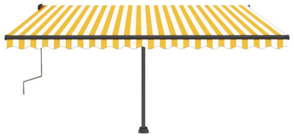 Toldo retrátil manual com LED 400x350 cm amarelo e branco