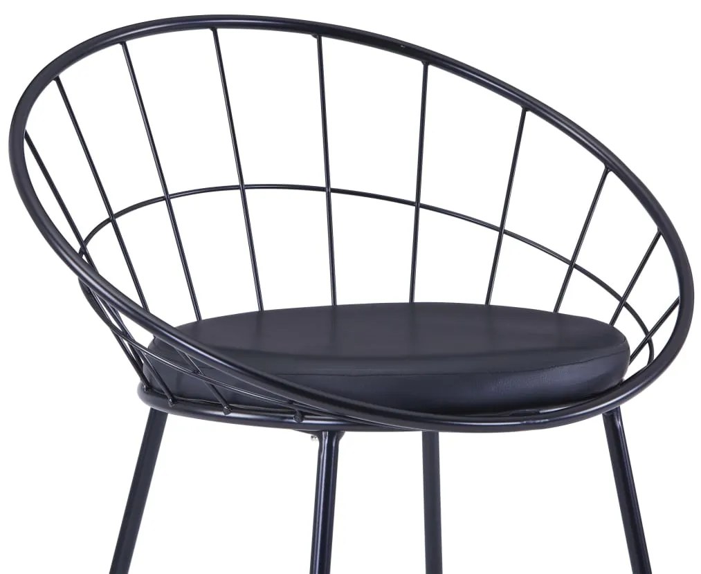 Cadeiras jantar c/ assentos em couro artificial 2 pcs aço preto