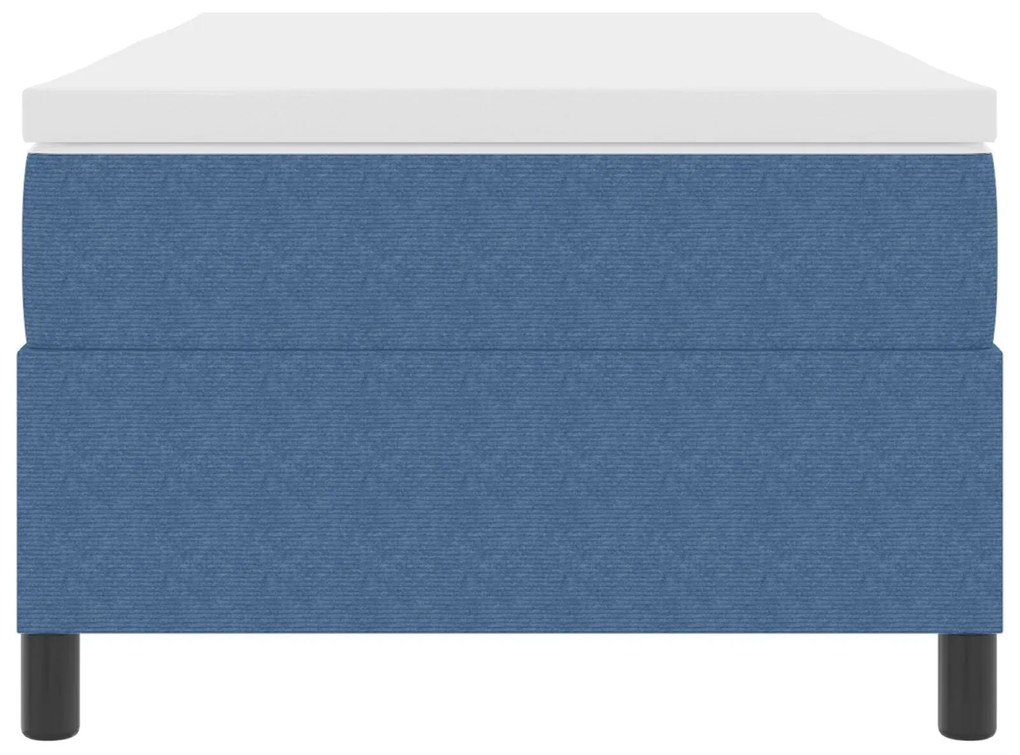 Cama Box com Colchão Azul 80x200 cm Tecido Corduroy