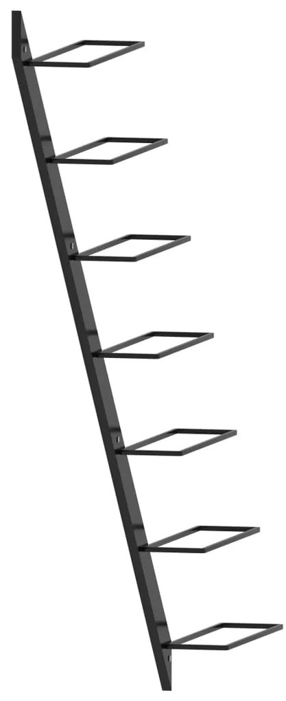 Garrafeira de parede para 7 garrafas metal preto