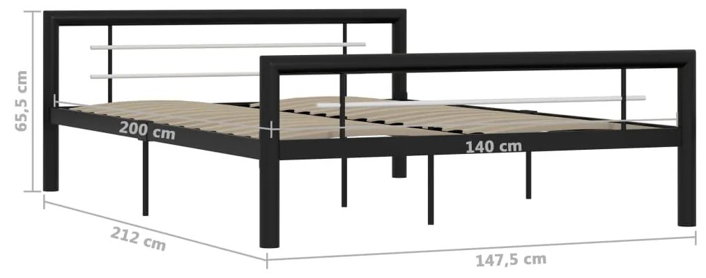 Estrutura de cama 140x200 cm metal preto e branco