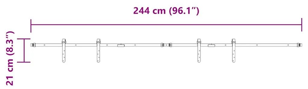 Kit para armário deslizante aço carbono 244 cm