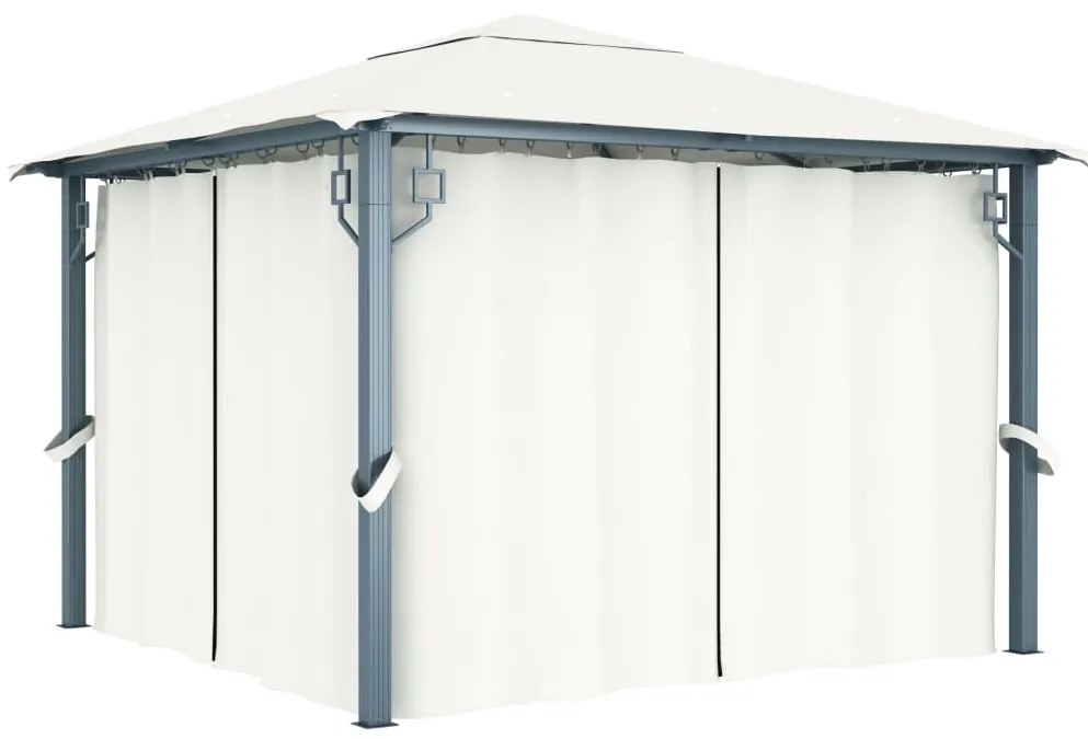 Gazebo com cortina 300x300 cm alumínio creme