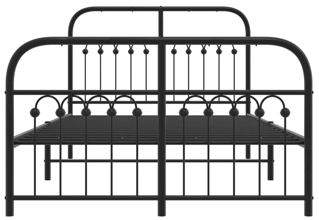Estrutura de cama com cabeceira e pés 120x190 cm metal preto