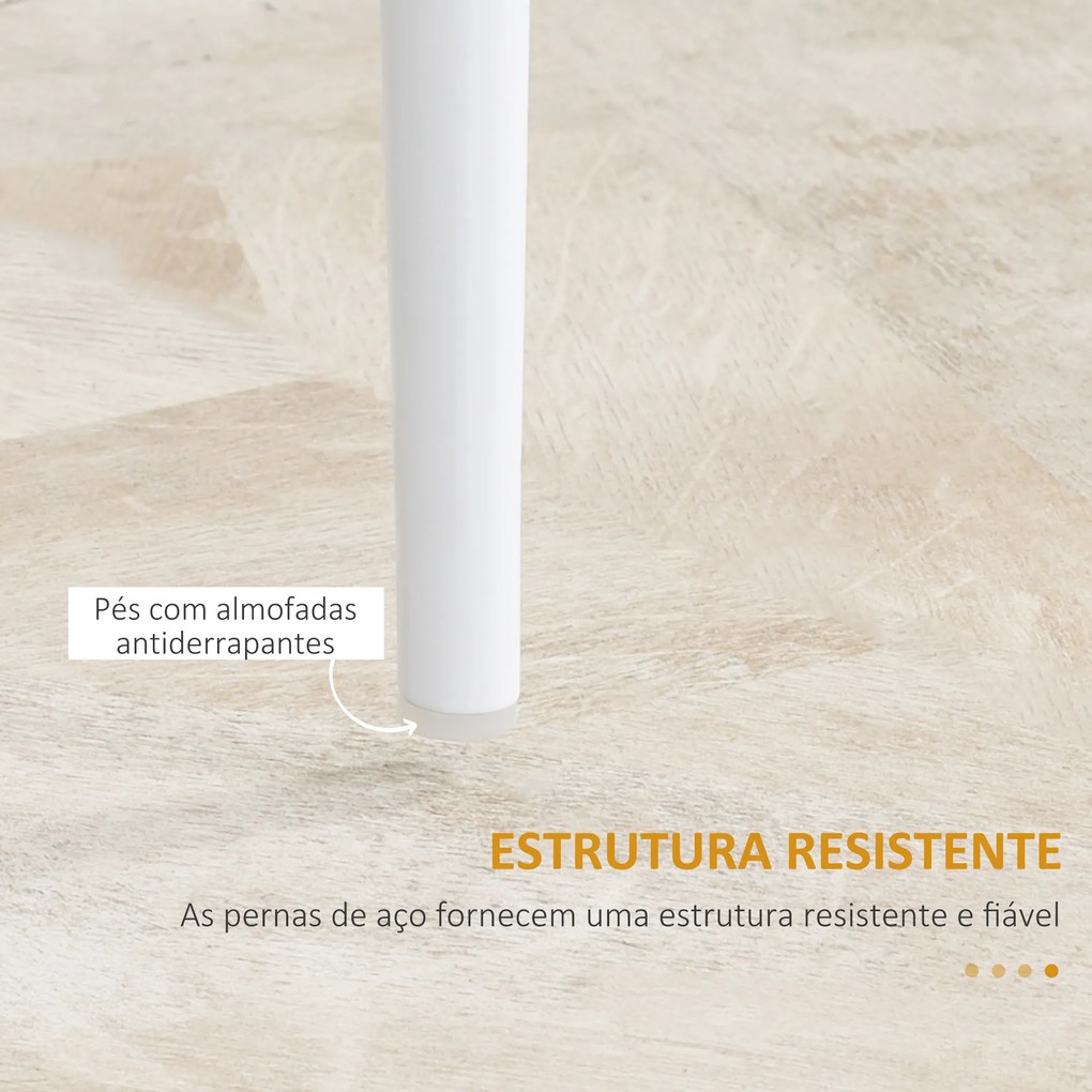 HOMCOM Conjunto de 4 Cadeiras de Sala de Jantar Estofadas em Couro Sintético Cadeiras de Cozinha com Encosto Alto e Pés de Aço Carga Máxima 120kg 41x50x97cm Branco