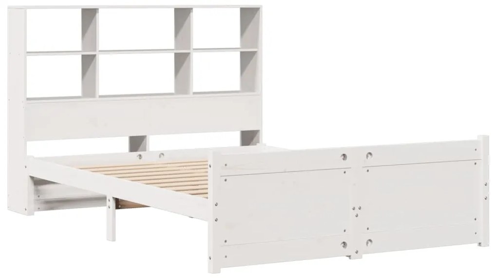 Cama com estante sem colchão 160x200 cm pinho maciço branco