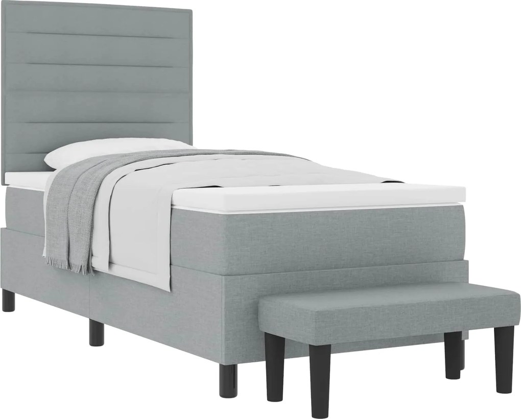 vidaXL Cama Box com colchão Cinzento-claro 90 x 190 cm tecido