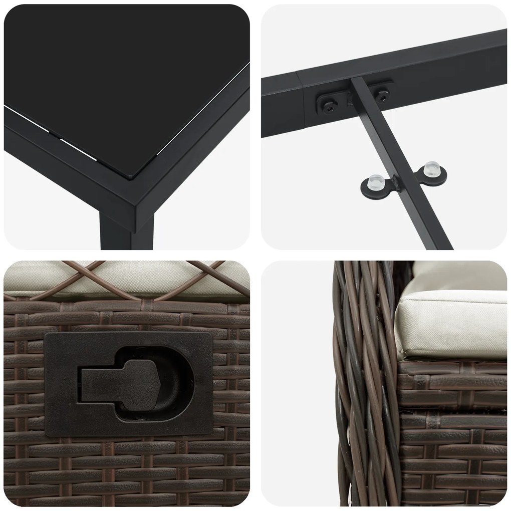 Conjunto de Jantar de Jardim 7 Peças Castanho Vime Poliéster
