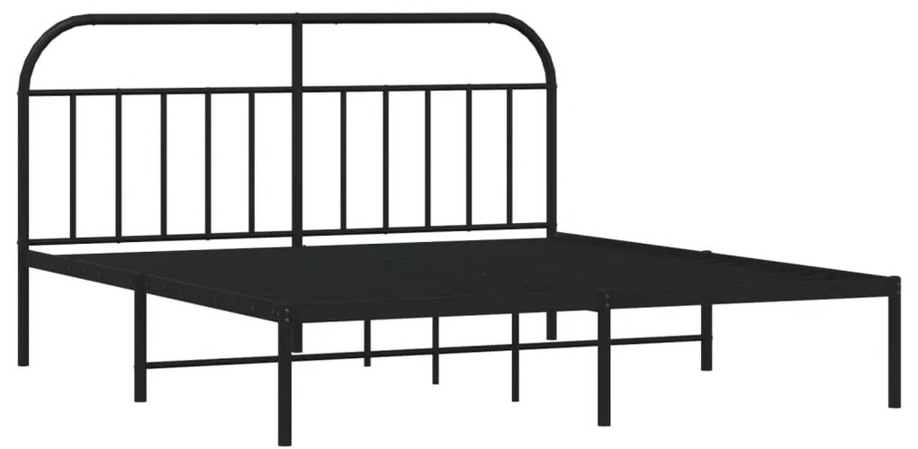 Estrutura de cama com cabeceira 160x200 cm metal preto