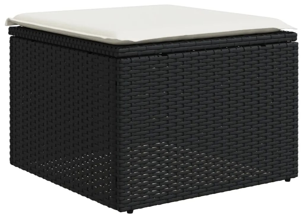 8 pcs conjunto sofás de jardim com almofadões vime PE preto