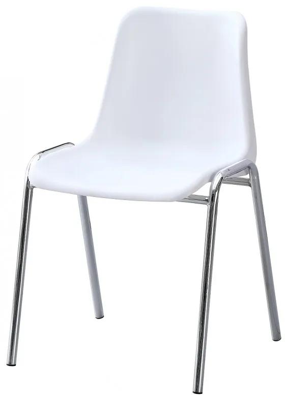 Conjunto 6 Cadeiras CARCASA, empilhável, cromada, polipropileno branco