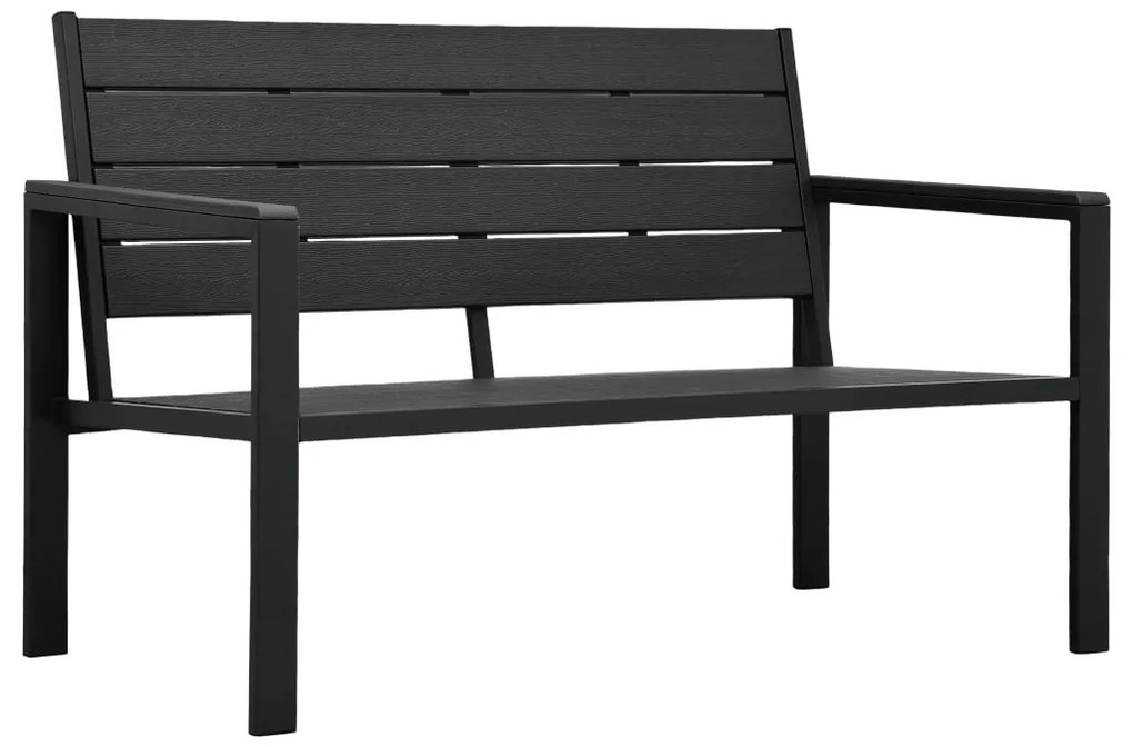 Banco de jardim 120 cm PEAD aspeto de madeira preto