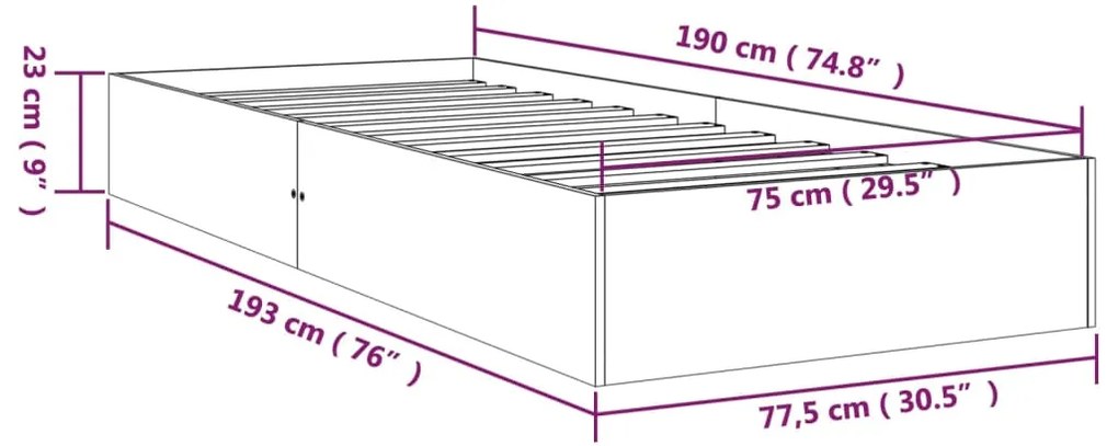 Estrutura cama pequena solteiro 75x190 cm madeira maciça branco