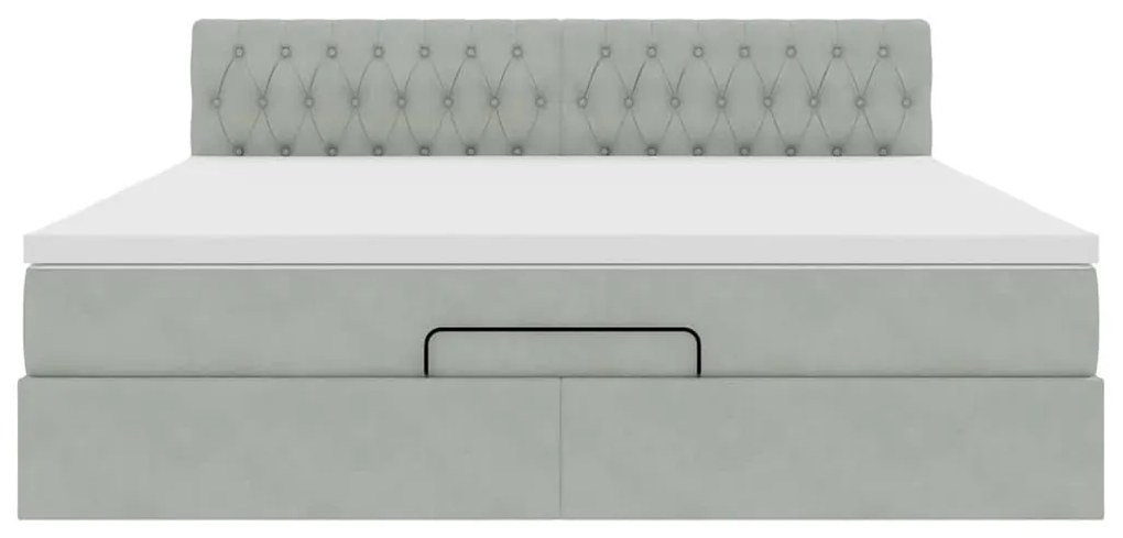 Estrutura de cama otomana com colchão 160x200 cm cinzento claro