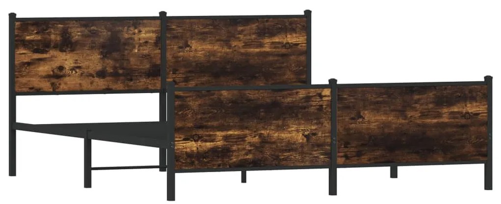 Estrutura de cama sem colchão 200x200cm metal carvalho fumado
