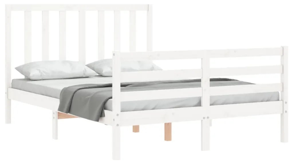 Estrutura de cama com cabeceira 120x200cm madeira maciça branco