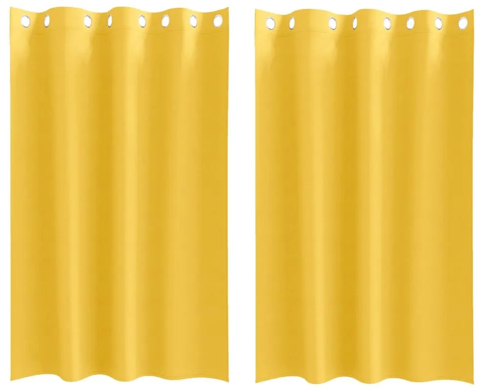 Cortinas 2 pcs amarelo mostarda 175 x 140 cm Poliéster