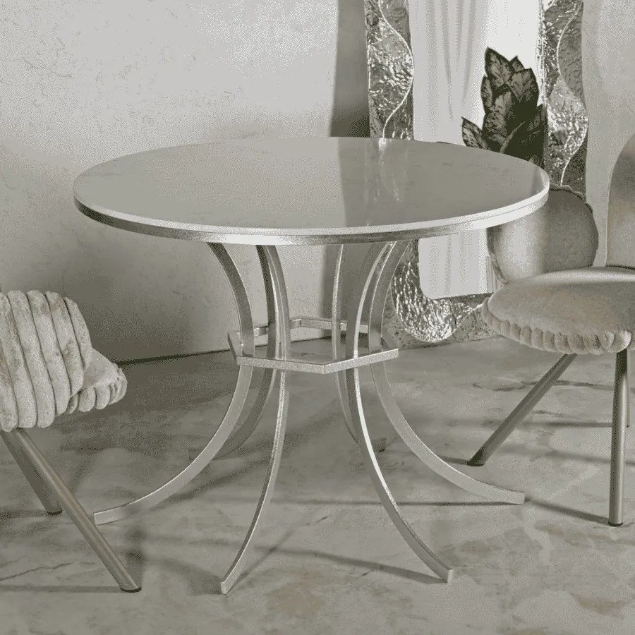MESA DE JANTAR ISTANBUL Ø 100X76,5 CM PRATA E BRANCO