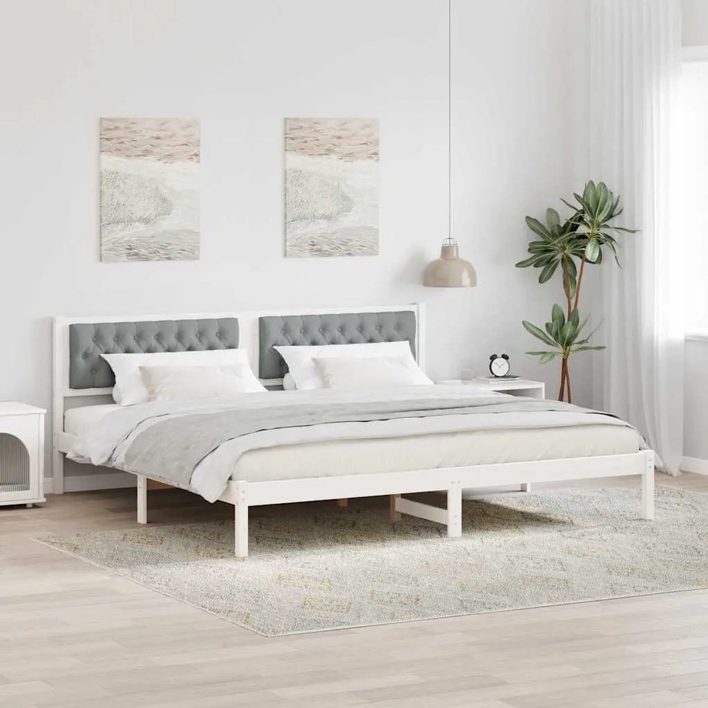 vidaXL Estrutura da Cama com cabeceira Cinzento-claro 200 x 200 cm