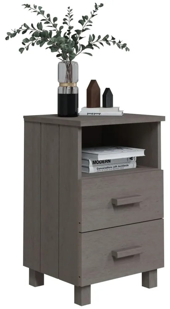 Mesas cabeceira HAMAR 2 pcs 40x35x62cm pinho maciço cinza-claro