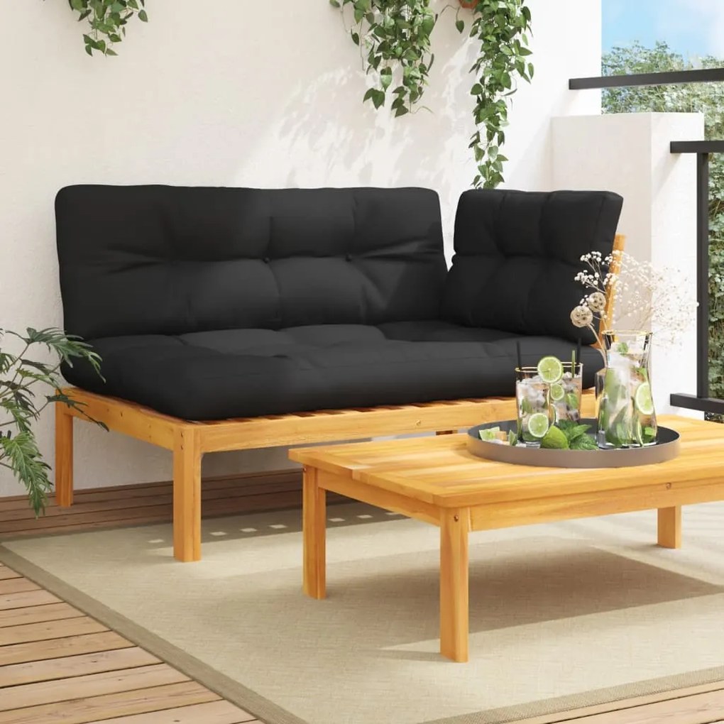 vidaXL Sofá de canto para jardim com almofadões acácia maciça
