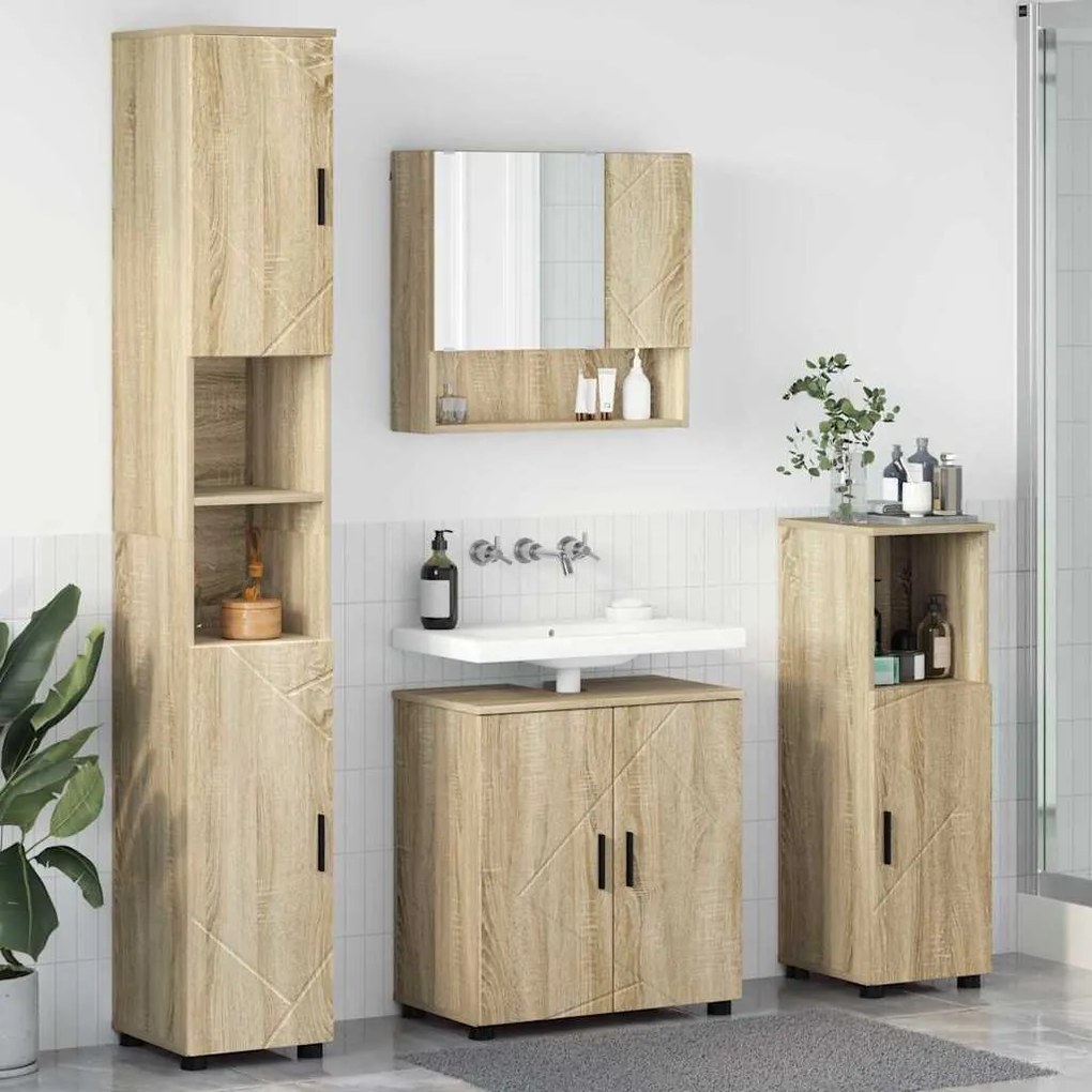 vidaXL Conjunto de Móveis para Banheiro 4 pcs Carvalho sonoma