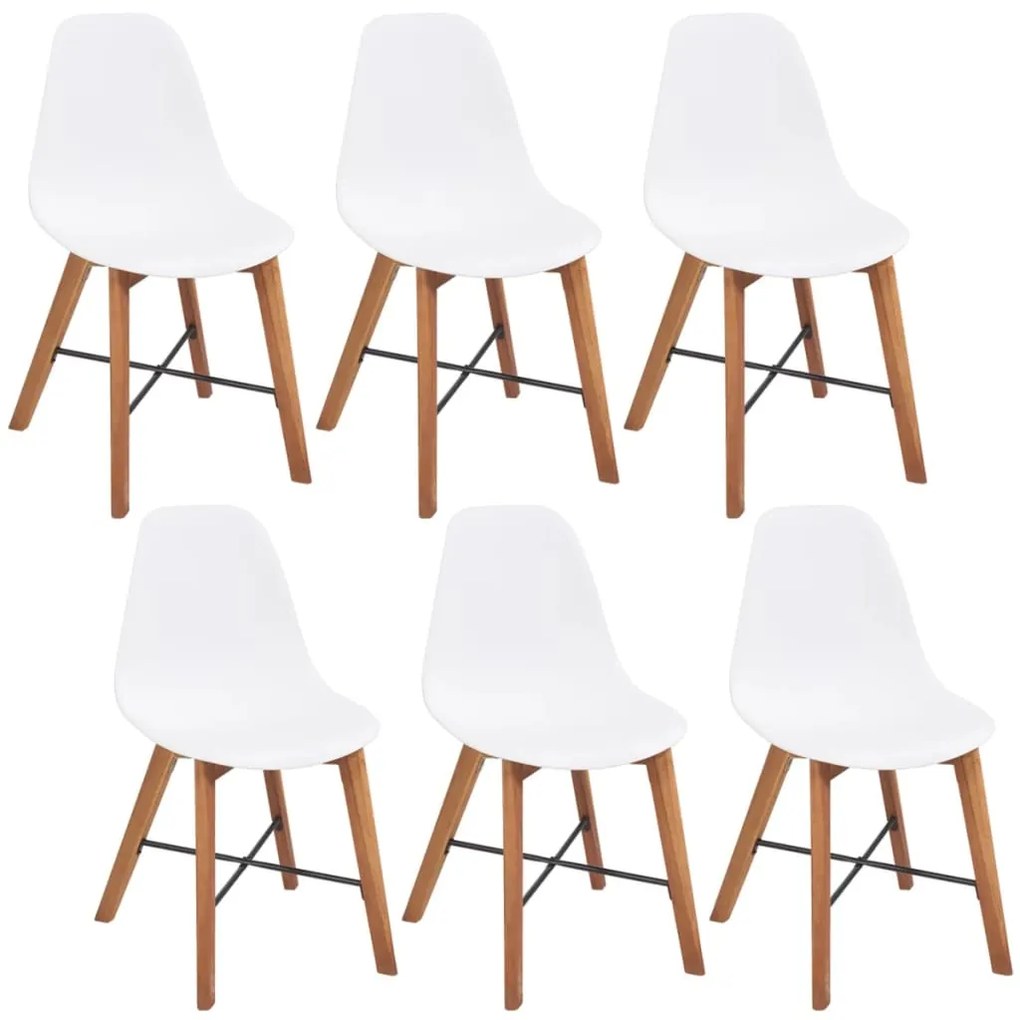 vidaXL Cadeiras de jantar 6 pcs plástico branco