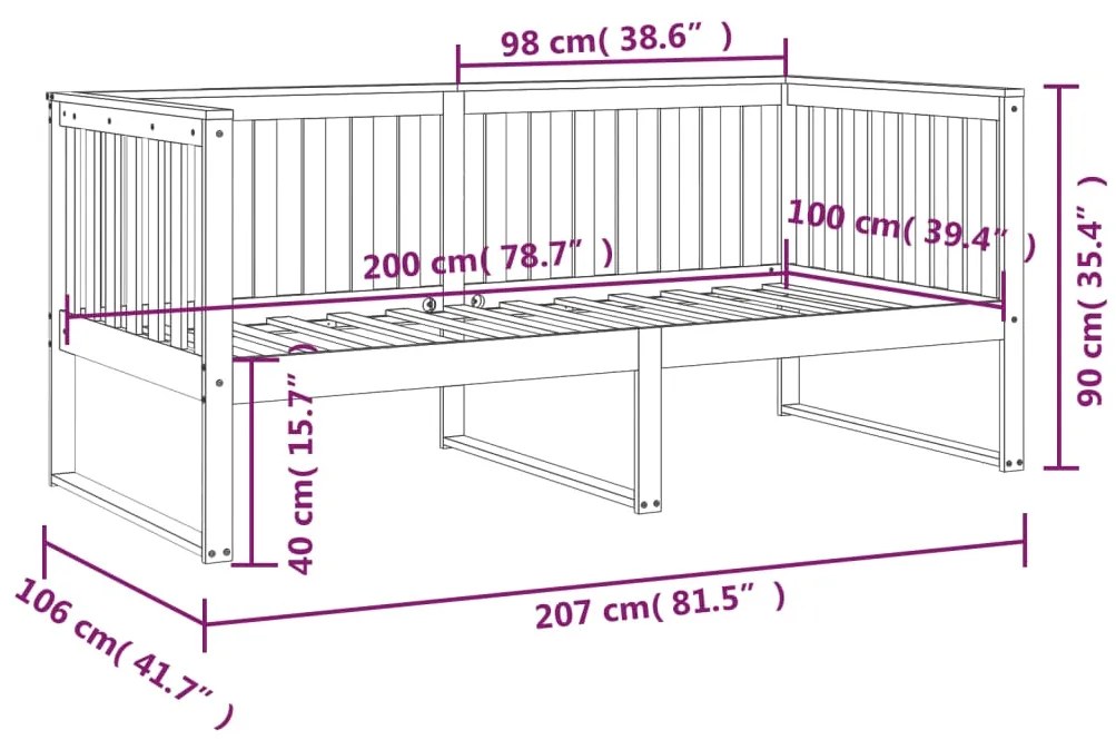 Sofá-cama 100x200 cm madeira pinho maciça castanho mel