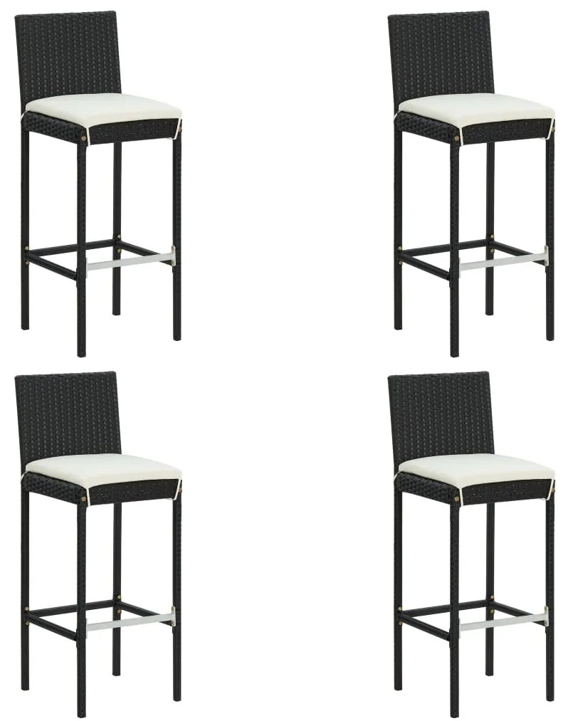 5 pcs conjunto de bar p/ exterior c/ almofadões vime PE preto