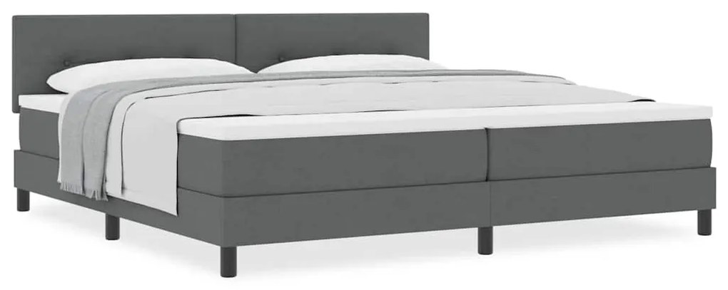 Cama Box Spring com Colchão Cinza Escuro 200x200 cm Tecido