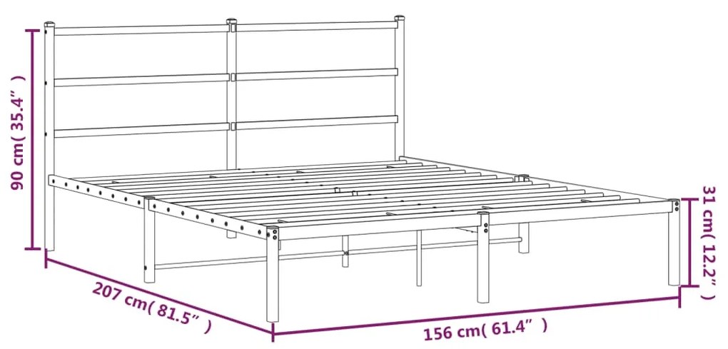 Estrutura de cama com cabeceira 150x200 cm metal branco