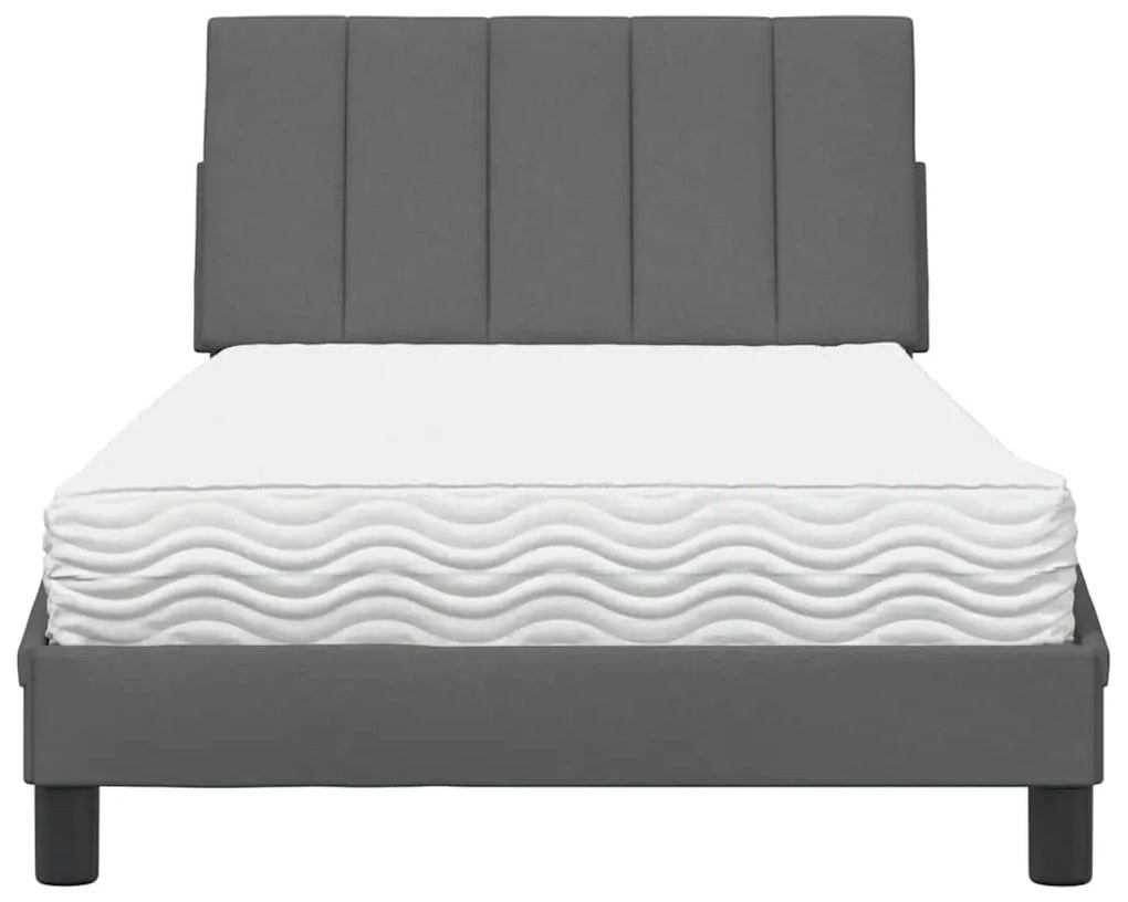 Cama com colchão 100x200 cm tecido cinzento-escuro