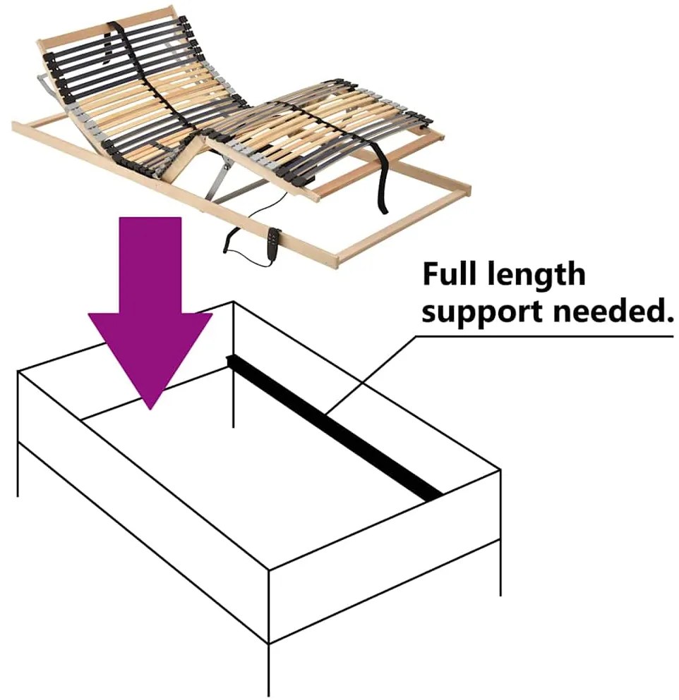 Base de Cama Elétrica com 39 Ripas e 7 Zonas, 70 x 190 cm