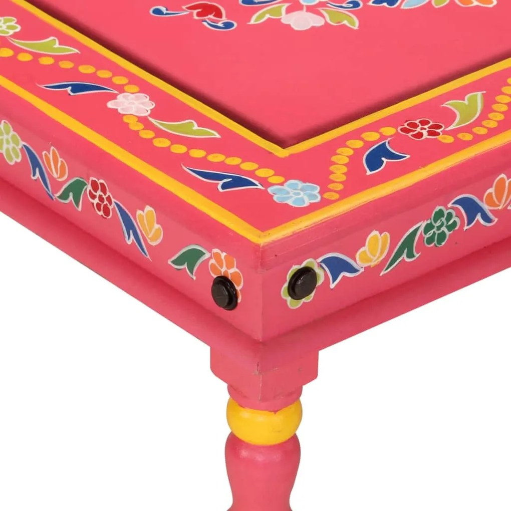 Mesa de centro pintada à mão mangueira maciça rosa