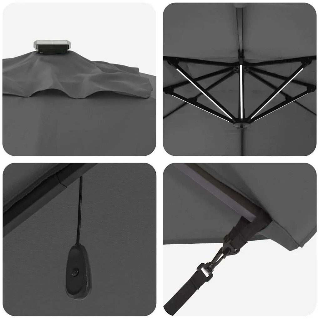 Parasol Cantilever Roma com LEDs Antracite 352x251x265 cm - Estrutura