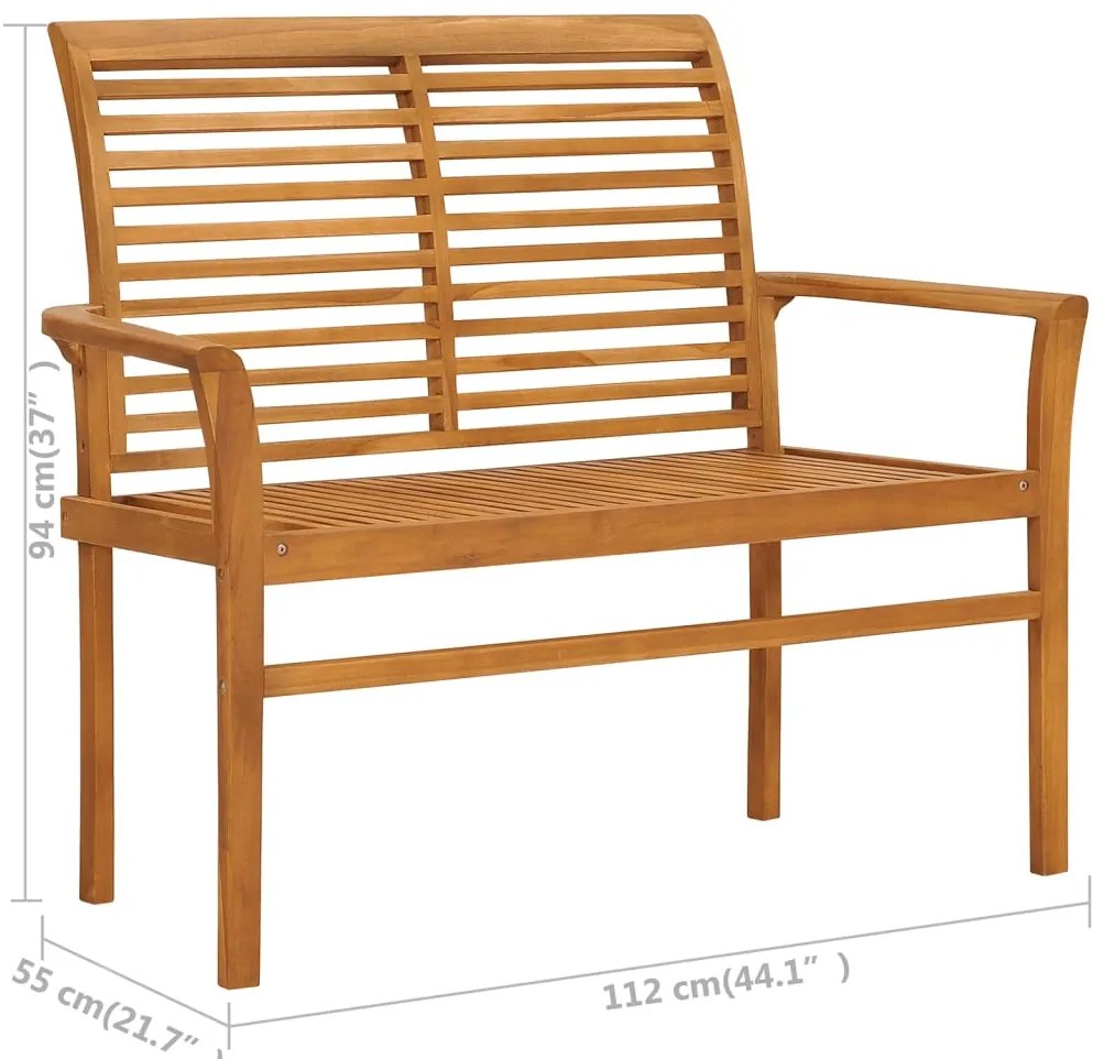Banco de jardim c/ almofadão azul-claro 112 cm teca maciça