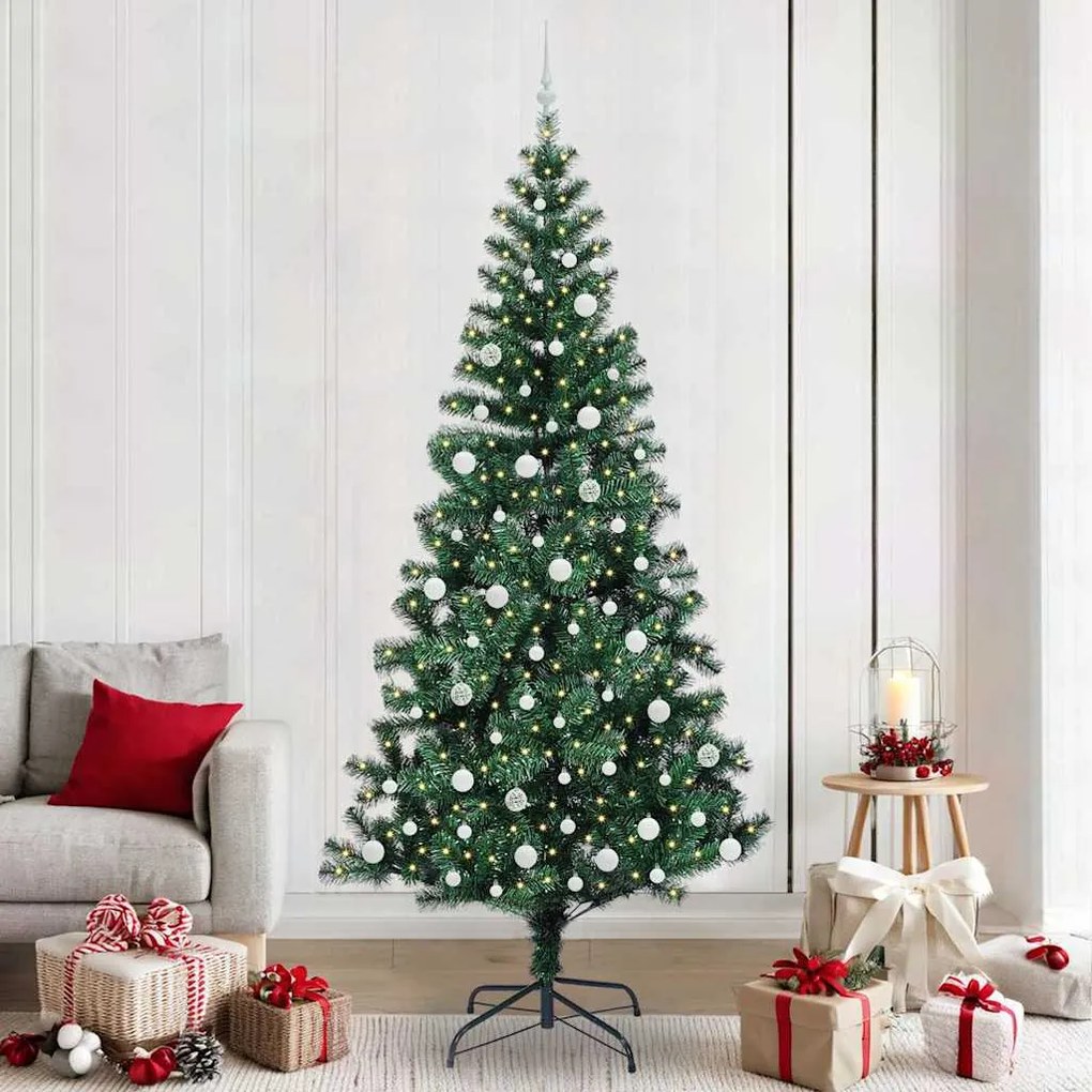 vidaXL Árvore de Natal Artificial Pré-iluminada Verde 240 cm