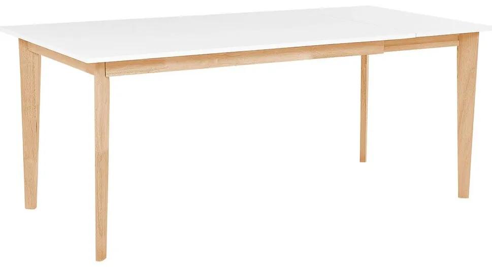 Mesa de jantar extensível 140/180 x 90 cm em branco e madeira clara SOLA Beliani